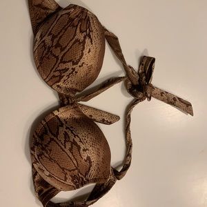 Brown Snakeskin Push Up Bikini Top